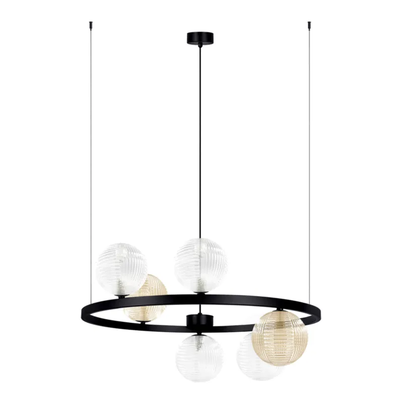 Lampa wisząca SATURNO K-5697 Transparentny, bursztynowy, czarny 6 źr., G9, 10W LED - Kaja Promocja
