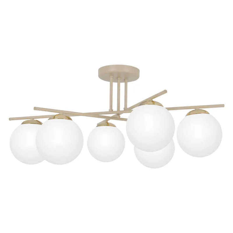 Lampa wisząca SAVIA K-5794 Biały, beż, złoty 6 źr., E14, 10W LED - Kaja Nowy