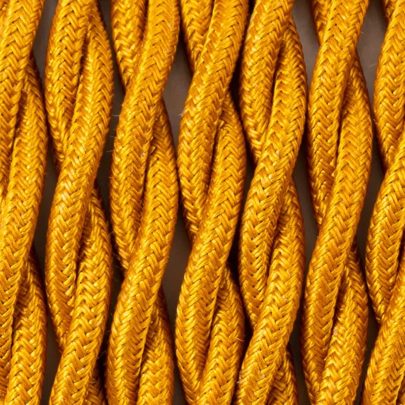 Premium Złoty kabel skręcany w oplocie poliestrowym T07 peruwiańskie złoto 2x1x0.75 - Kolorowe Kable Akcesoria