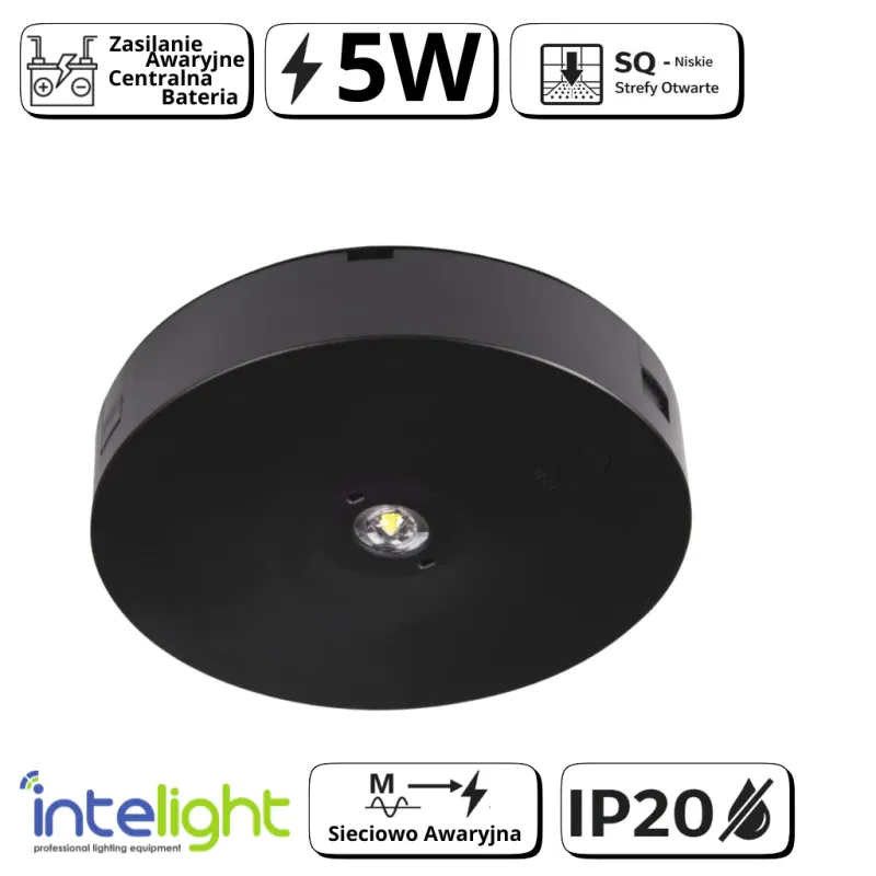Bezpieczna płatność Oprawa Sieciowo-Awaryjna Natynkowa Starlet Round Sq 250 Ip20 Cb [Blk] / Współpraca Z Centralną Baterią / 86346