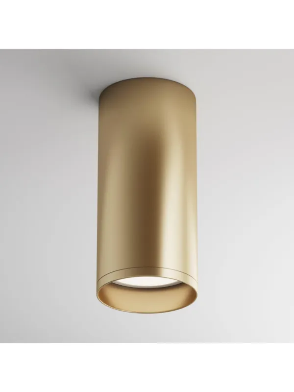 Satynowo-złoty spot sufitowy Focus - minimalistyczna metalowa tuba GU10 1-punktowa Zniżka