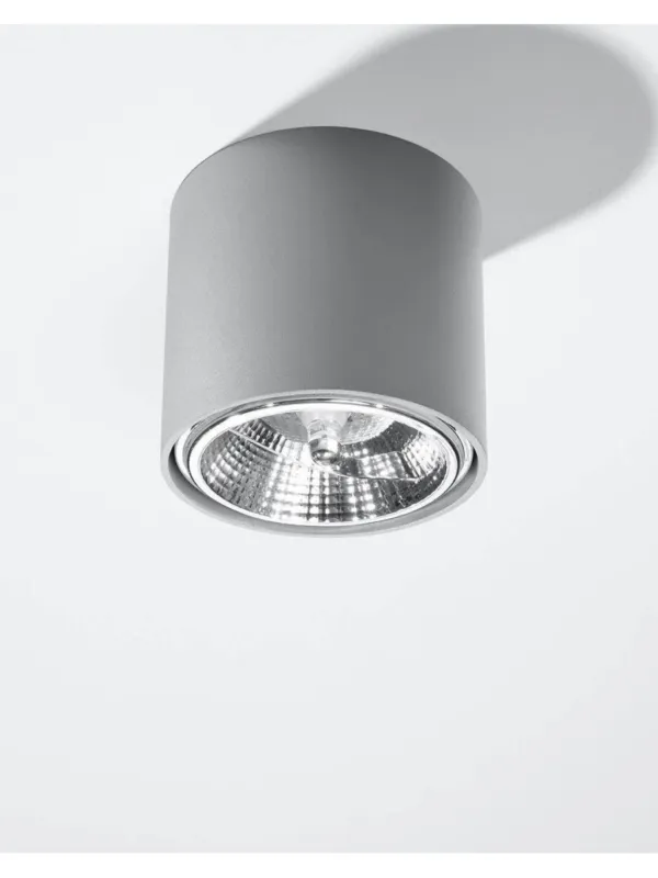 Szara lampa sufitowa natynkowa okrągła tuba 12 cm TIUBE nowoczesna Ostatnie sztuki