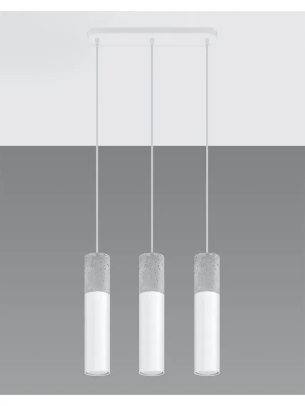 Lampa wisząca tuba potrójna BORGIO 3L biała nowoczesna Taniej