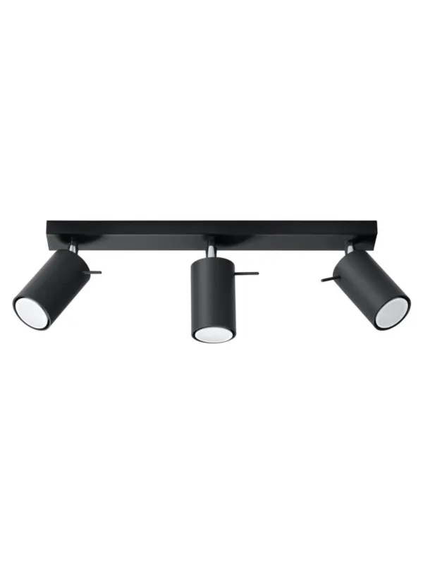 Czarna lampa sufitowa 3-punktowa RING 3L reflektorki na listwie Ekspresowa dostawa