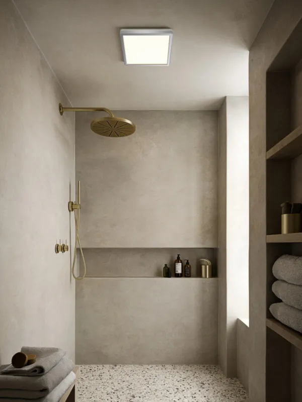 Kwadratowy plafon LED do łazienki Oja 29 chrom z IP54 i Moodmaker 14,5W 3000/4000K – Nordlux Tylko do końca tygodnia