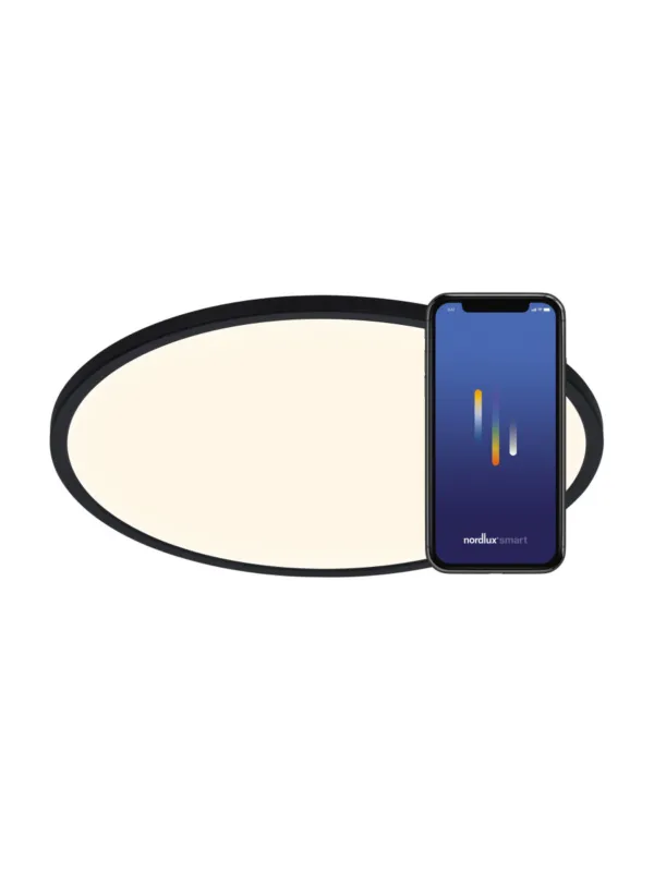 Hit sprzedaży Nowoczesny okrągły plafon LED Oja 42 cm czarny, SMART z regulowaną barwą i jasnością - bluetooth