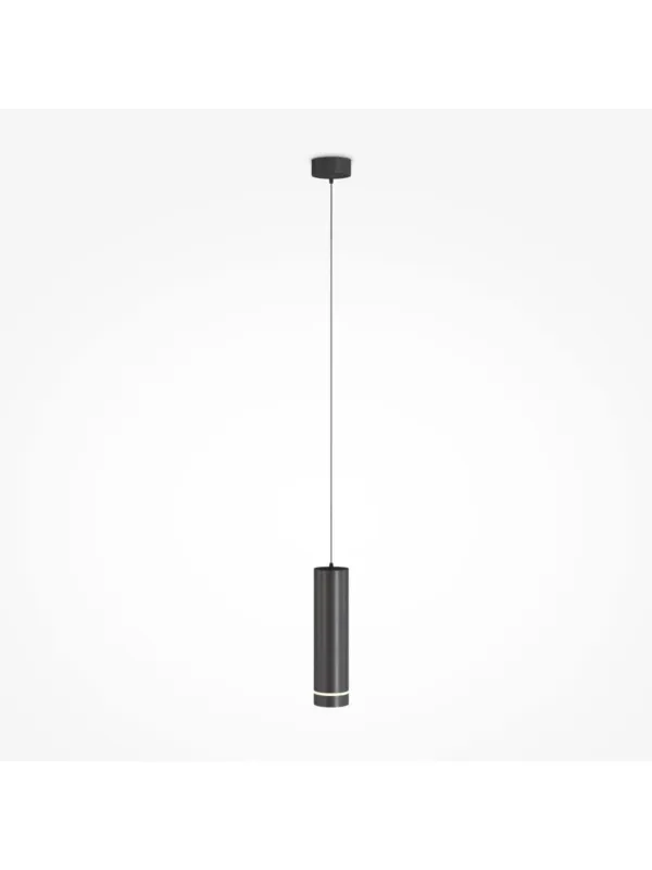 Darmowy zwrot Minimalistyczna czarna lampa wisząca Orlo nad wyspę LED - smukła metalowa tuba z świetlnym pierścieniem 3000K