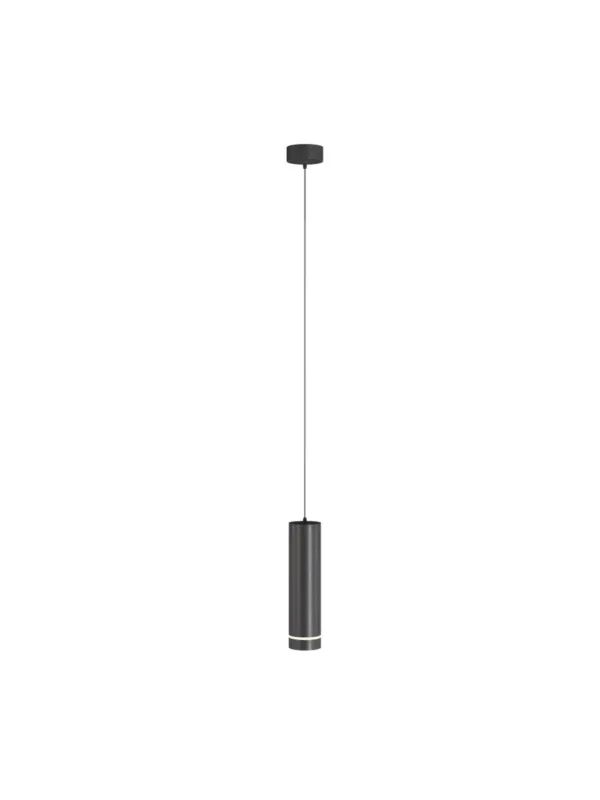 Minimalistyczna czarna lampa wisząca Orlo LED - cylindryczna tuba z pierścieniem świetlnym 4000K Nowość