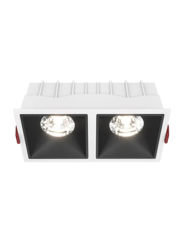 Oprawa wpuszczana LED Alfa – prostokątna, podwójna, 15W, 4000K, kąt 36°, biała z czarnymi wnękami Oferta czasowa