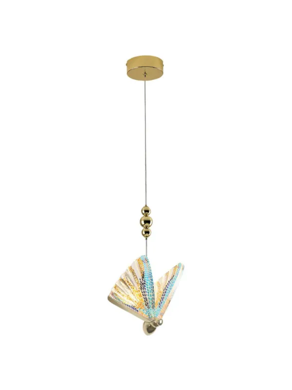 Nowy Lampa wisząca dekoracyjna designerska motyl Mariposa transparentna z kolorowymi dodatkami LED 8W regulowana barwa świecenia CC
