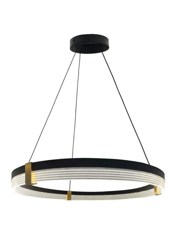 Żyrandol wiszący pierścień LED 80 cm ring Plum Triangle czarno-transparentny LED 42W z regulowaną barwą światła CCT Kup online