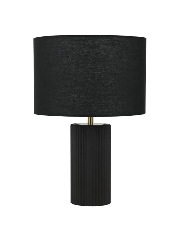 Lampa stołowa z czarnym materiałowym abażurem Tokio na komodę stolik Nie przegap