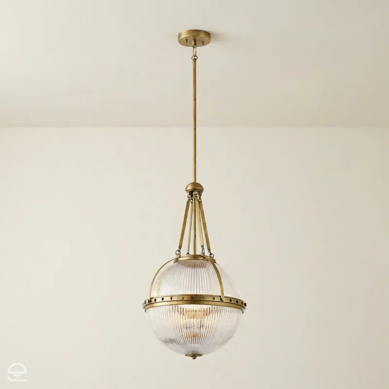 Aster – lampa wisząca ryflowana kula, naturalny mosiądz Ø38 Oferta czasowa