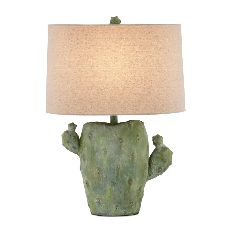 Niska cena Cactus – lampa stołowa z motywem kaktusa, patynowana zieleń