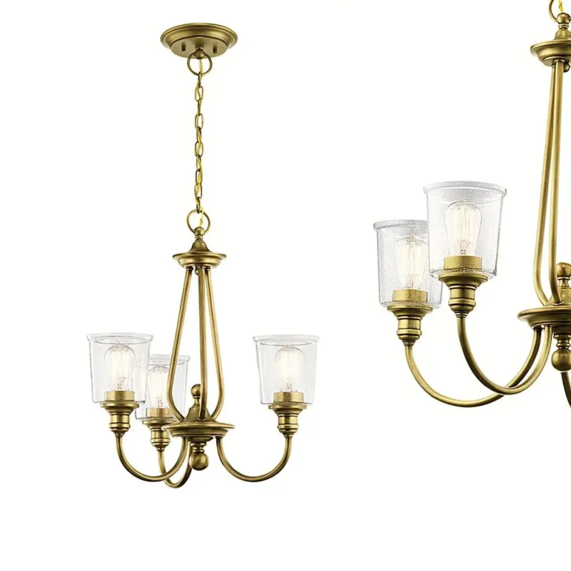Lampa wisząca żyrandol - vintage (mosiądz, 56cm) do salonu sypialni łazienki (3xE27) Kichler (Waverly) Popularny