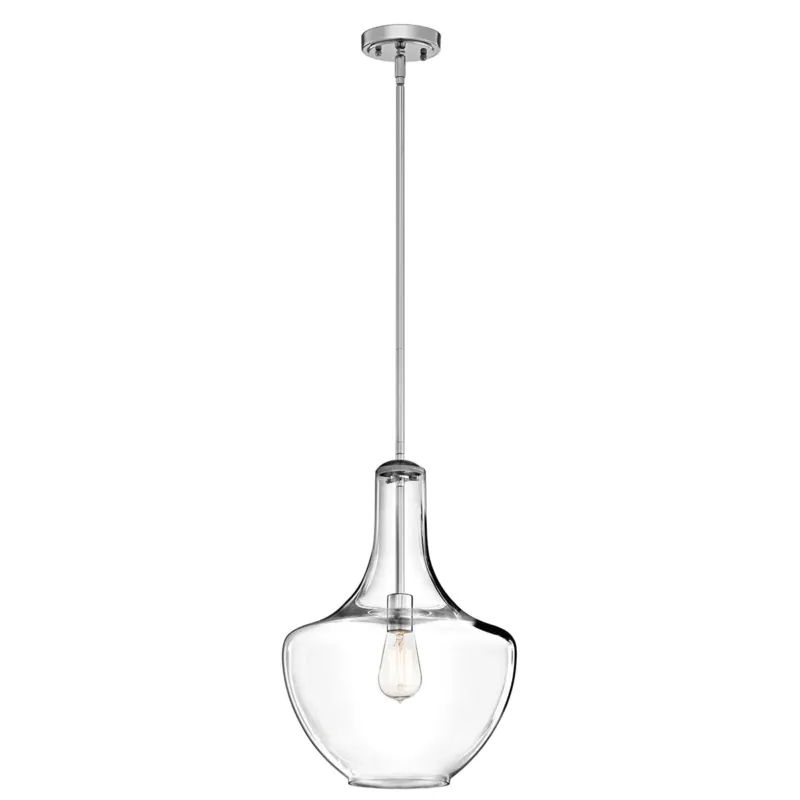 Nowoczesna lampa wisząca, szklana 35cm (chrom) do kuchni salonu restauracji (1xE27) Kichler (Everly) Oferta limitowana