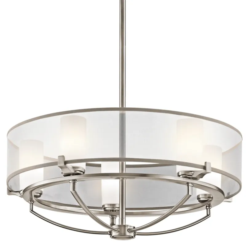 Luksusowy żyrandol 60cm (pewter, organza) do sypialni salonu jadalni (G9 5x4W) Kichler (Saldana) Cena promocyjna