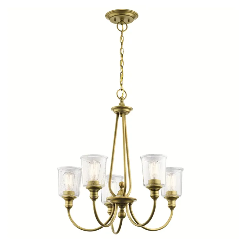 Lampa wisząca, żyrandol Waverly (naturalny mosiądz, 66cm) do salonu / sypialni - Kichler (5xE27) Cena promocyjna