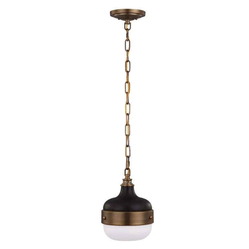 Cadence – lampa wisząca w czerni i mosiądzu z opalowym szkłem Ø20/33 Darmowy zwrot