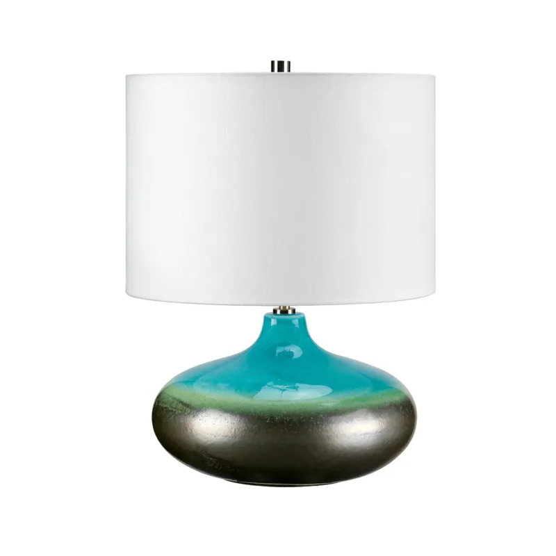 Super okazja Lampa stojąca turkusowa 50cm - stołowa (porcelana) do salonu sypialni gabinetu (1xE27) Elstead (Laguna)