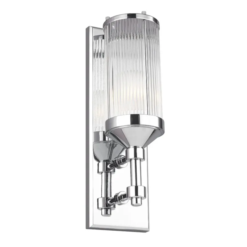 Tani Lampa do łazienki wys.38cm ścienna szklana - kinkiet chrom (G9 1x4W) Feiss (Paulson)