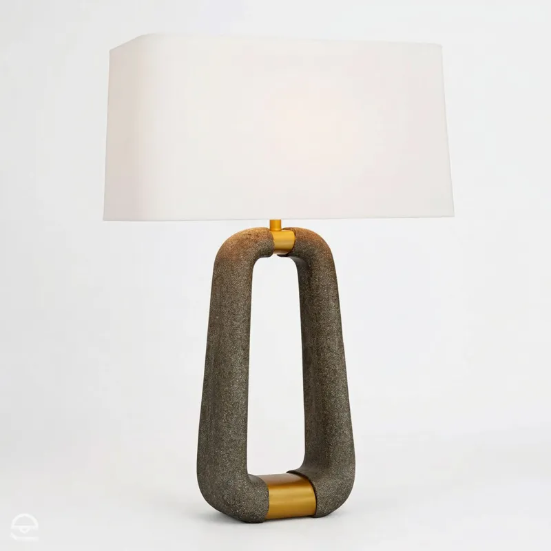 Cena promocyjna Gianni – lampa stołowa z grafitowego ricestone, antyczny mosiądz