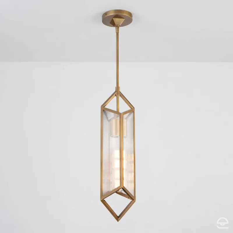 Cairo – geometryczna lampa wisząca z ryflowanym szkłem, vintage mosiądz Łatwy zwrot