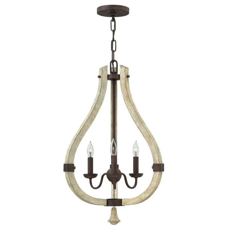 Drewniana lampa wisząca 40cm (rdzawe żelazo) do salonu kuchni sypialni (3xE14) Hinkley (Middlefield) Wybór klientów