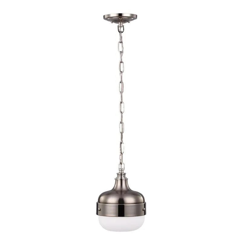 Cadence – lampa wisząca w niklu i stali z opalowym szkłem Ø20/33 Dostępne od ręki
