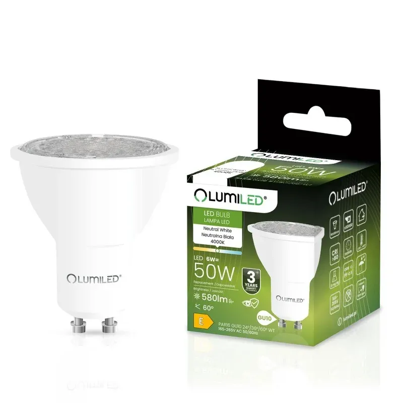 Obniżka ceny Żarówka LED GU10 6W 50W 580lm 4000K Regulowana 24° 36° 60° LUMLEDF2022 LUMILED