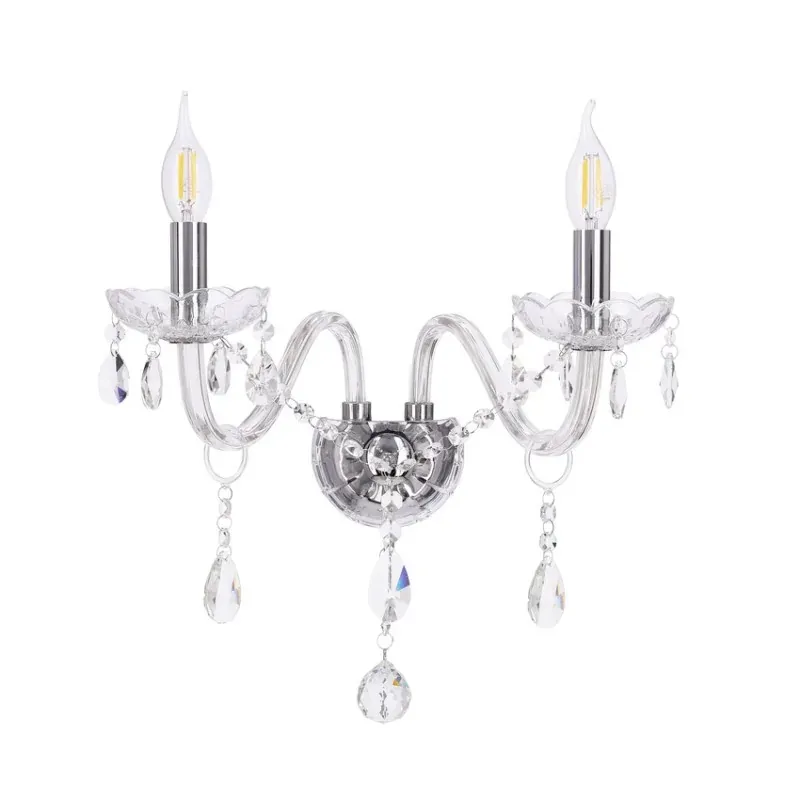 Srebrny kinkiet podwójny z kryształkami 2xE14 40W CRISTALLO 22-30276 Candellux Super okazja