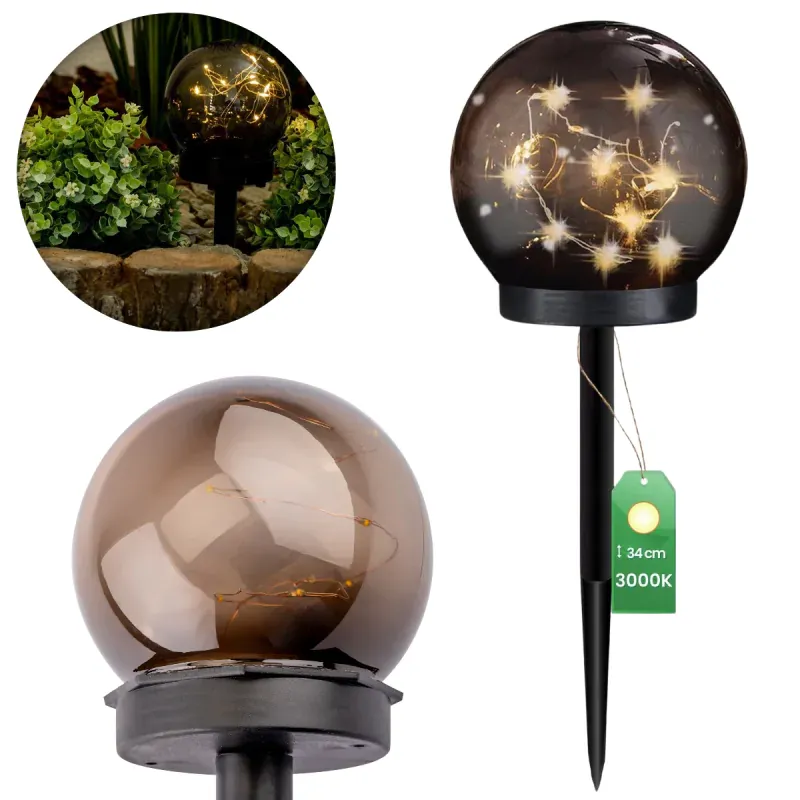 Lampa Solarna Ogrodowa LED Kula 10cm z Przydymionym Kloszem Wbijana Najlepsza cena