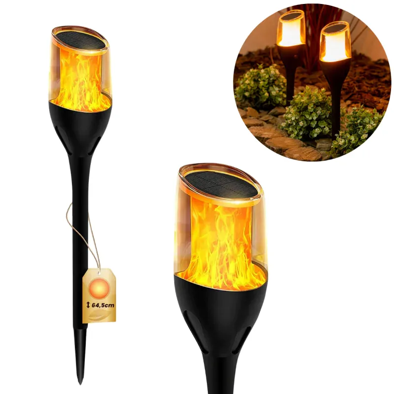 Do wyczerpania zapasów Lampa Solarna Ogrodowa Pochodnia Efekt Płomieni 65cm