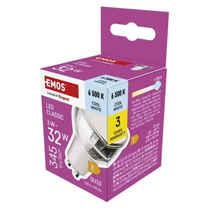 Ekspresowa dostawa ZQ8E19 Żarówka LED barwa zimna Classic MR16/GU10 3W-32W 345lm EMOS