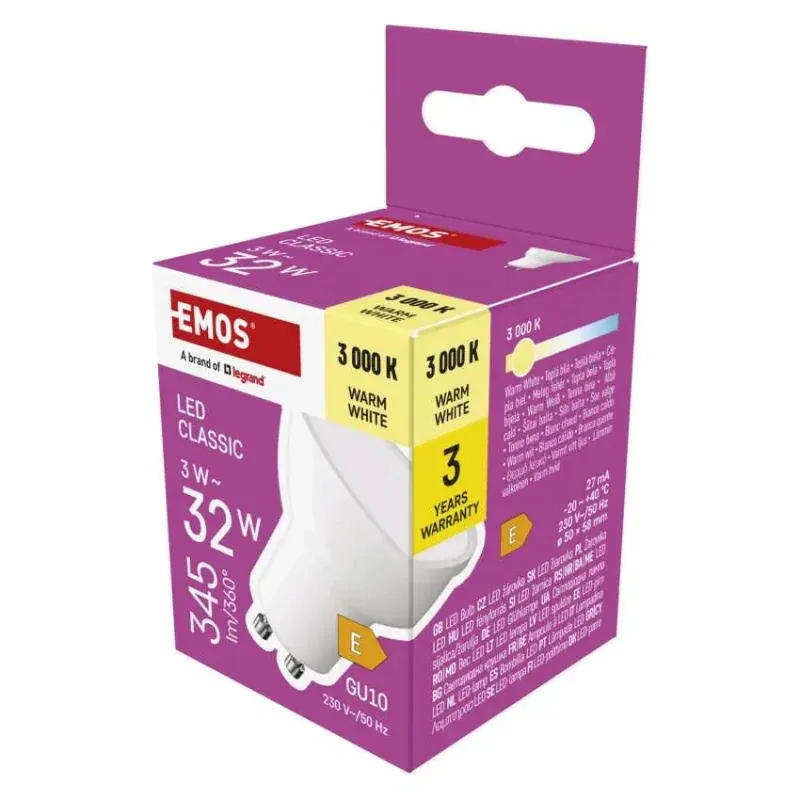 Szybka wysyłka ZQ8E12 Żarówka LED Classic MR16/GU10 3W-32W 345lm Ciepła biel EMOS