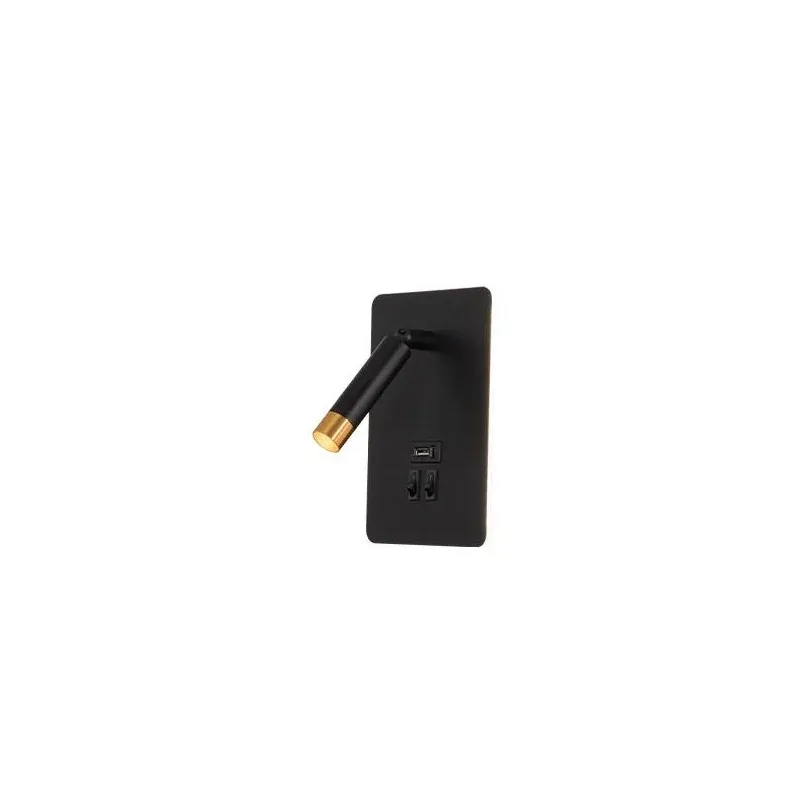 Czarno-złoty kinkiet do czytania Piero G9+LED USB 1439 LVT Szybka wysyłka