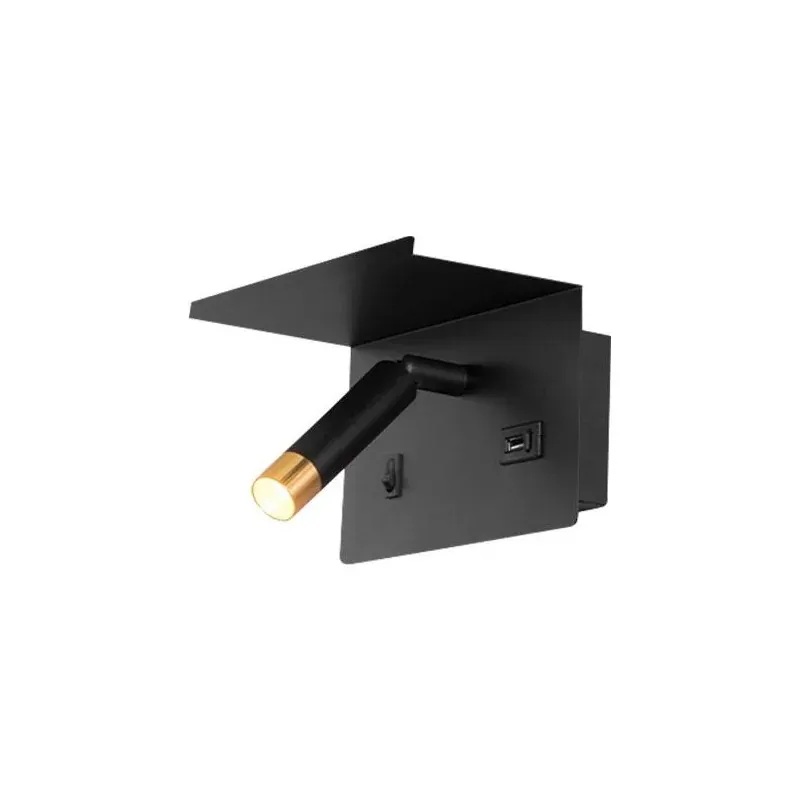 Czarno-złoty kinkiet Piero G9 półka USB 1465 LVT Kup teraz