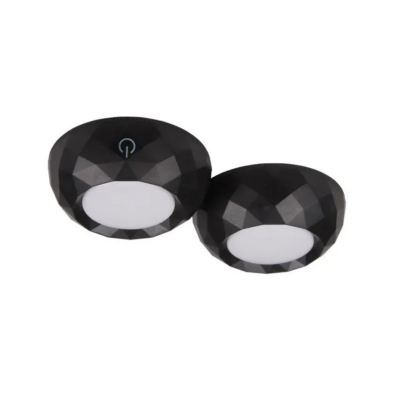 2985 Zestaw 2 czarnych okrągłych lamp podszafkowych samoprzylepnych AA LVT Kup online