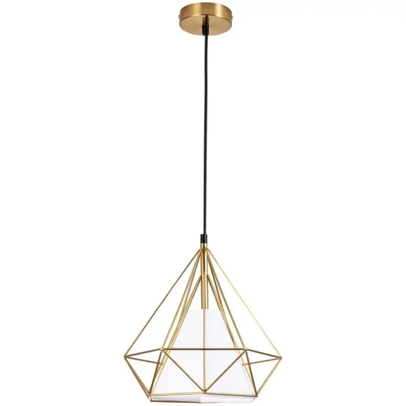 318503 Biało-złota lampa wisząca sufitowa z geometrycznym kloszem HIRA POLUX-GOLDLUX Hit cenowy