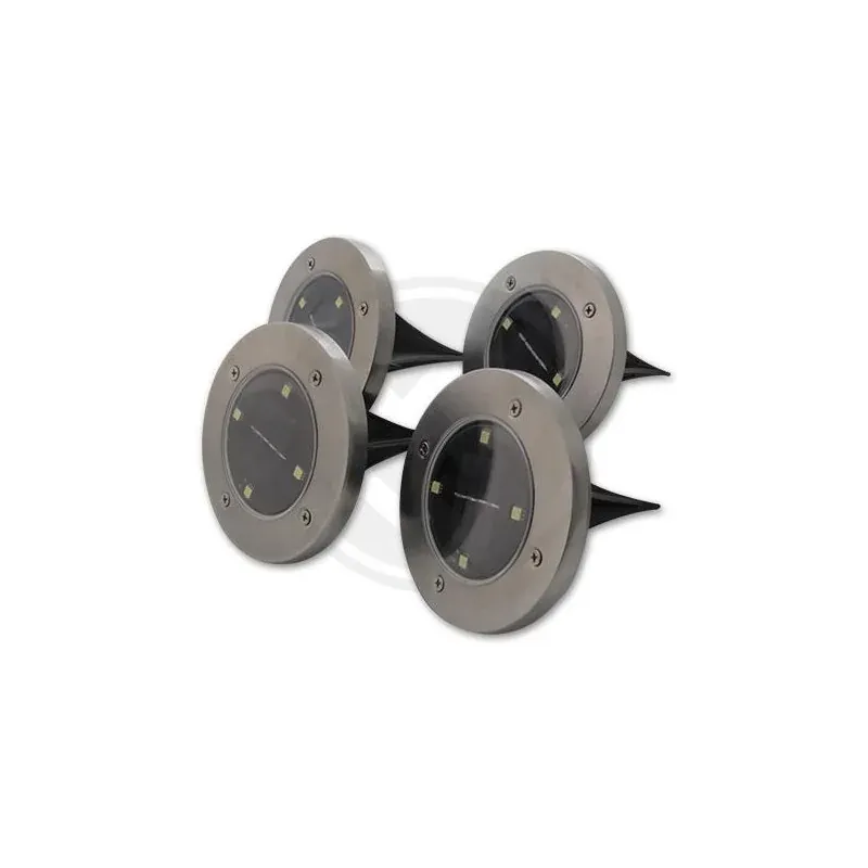 1582 Zestaw 4 okrągłych lamp solarnych dogruntowych wbijanych 4LED 6500K LVT Kup teraz