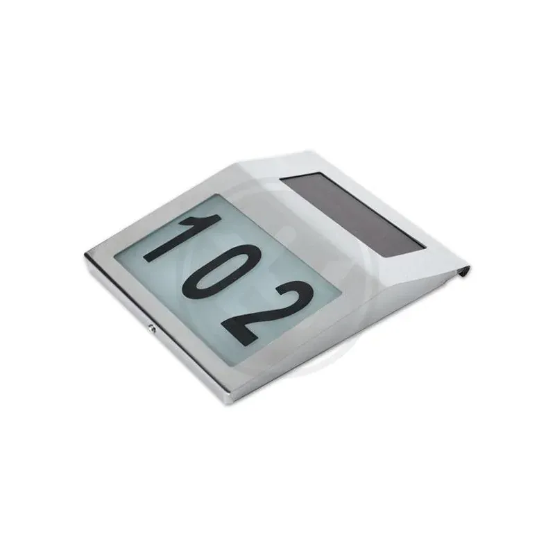 1475 Srebrna lampa solarna na elewację z podświetlanym numerem domu IP65 LVT Okazja