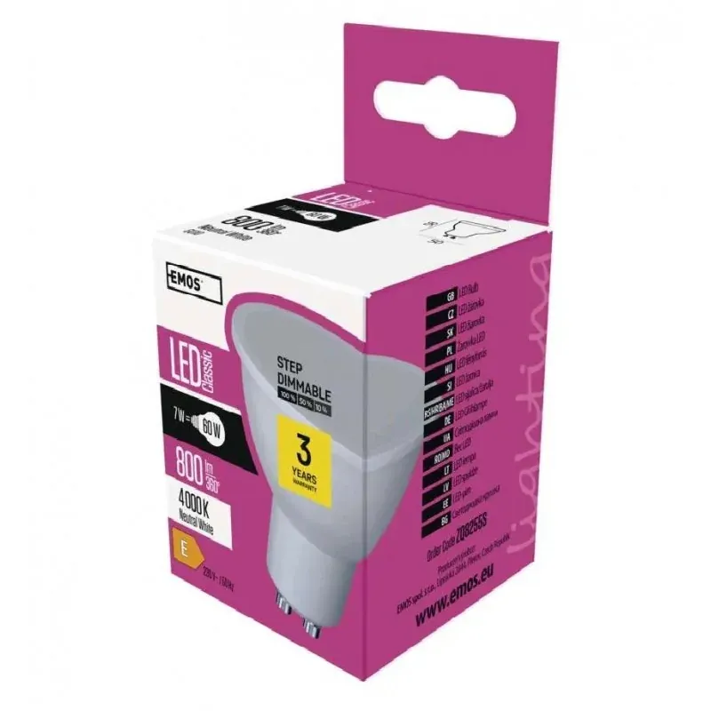 Bezpieczne zakupy ZQ8255S Żarówka LED Classic MR16 GU10 7W neutralna biel ściemnialna Emos