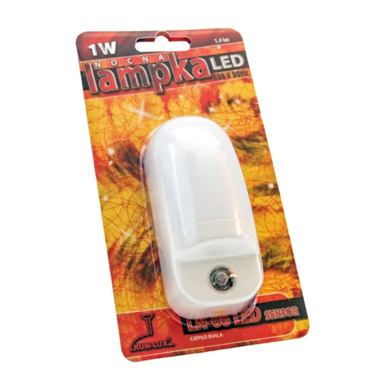 Lampka nocna wtykowa z czujnikiem zmierzchu LN-06 1W LED RUM-LUX Wysoka jakość