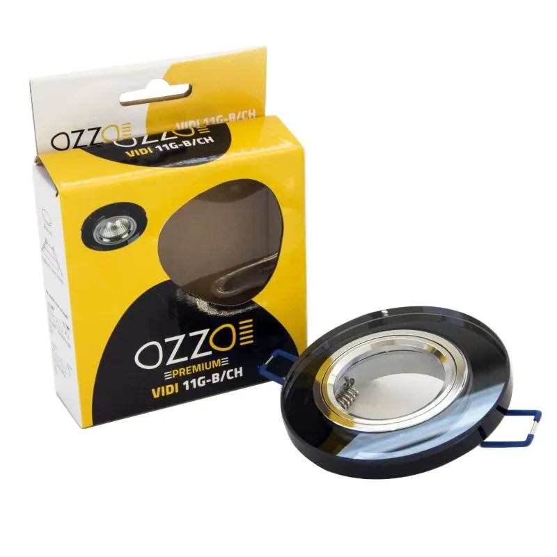 Oprawa sufitowa czarna stała szklana VIDI-11G-B/CH OZZO Oferta limitowana