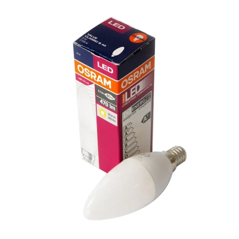 Żarówka LED świeczka ciepła mleczna E14 5.7W-40W 470lm VALUE CLB40 OSRAM Dostępne od ręki