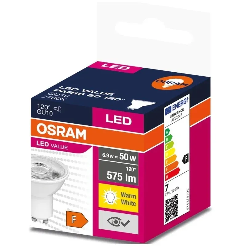 Nowy Żarówka LED GU10 ciepła biała 6,9w-80W 575lm 2700K Led Value PAR16 OSRAM