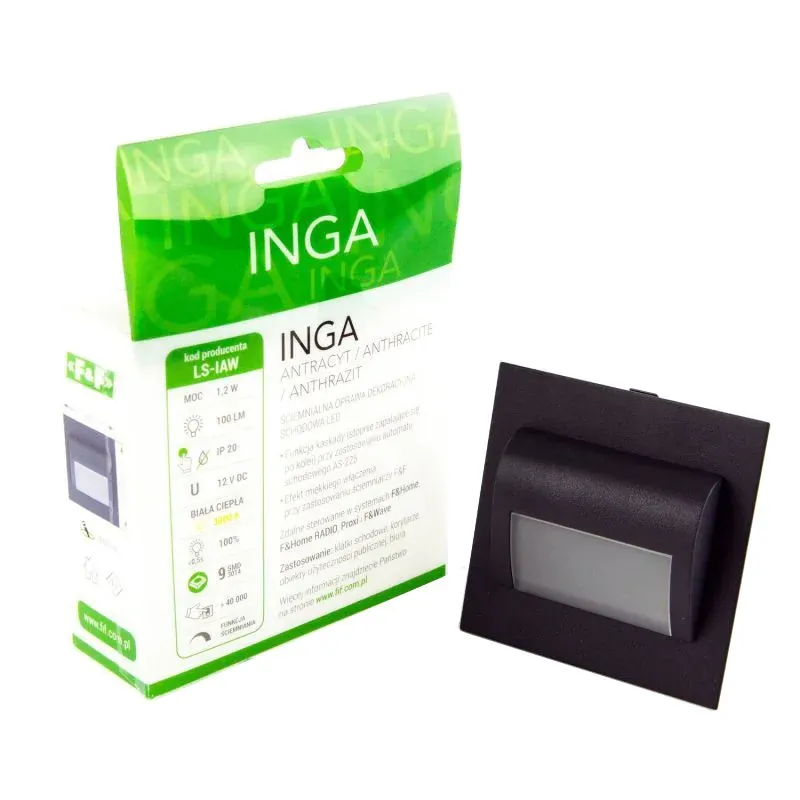 Tani Oprawa schodowa LED 1.2W 100lm 3000K 12VDC IP20 antracyt LS-IAW Inga F&F