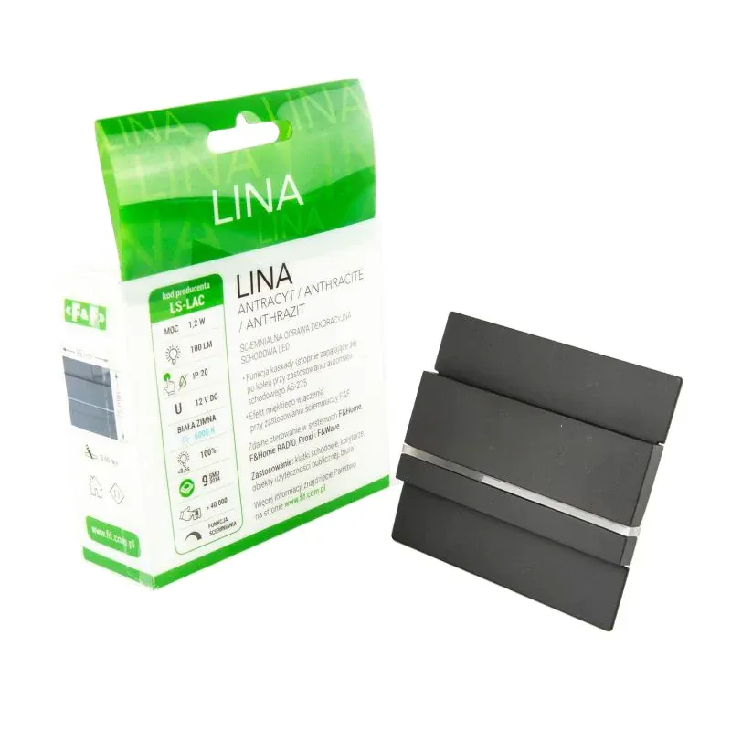 Oprawa schodowa LED 1.2W 100lm 6000K 12VDC IP20 antracyt LS-LAC Lina F&F Ostatnie sztuki