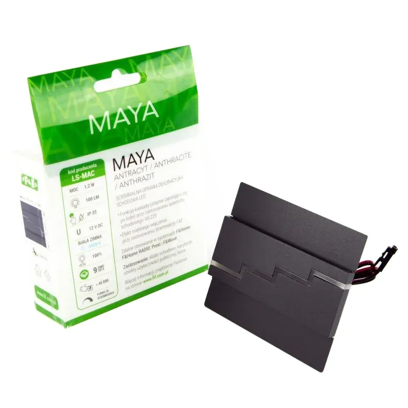 Oprawa schodowa LED 1.2W 100lm 6000K 12VDC IP20 antracyt LS-MAC Maya Tylko do końca tygodnia