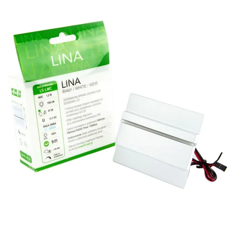Oprawa schodowa LED 1.2W 100lm 6000K 12VDC IP20 biały LS-LWC Lina F&F Rabat